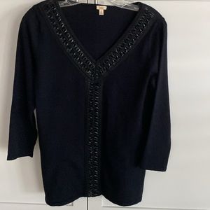 REBA SWEATER w FAUX LEATHER LACE UP DETAIL